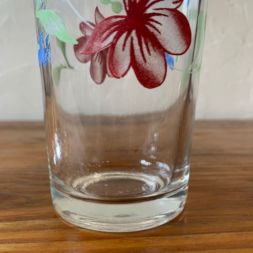 Set of 2 - Vintage KIG Indonesia Floral Highball Glasses – Blue Rim - Picture 8 of 12